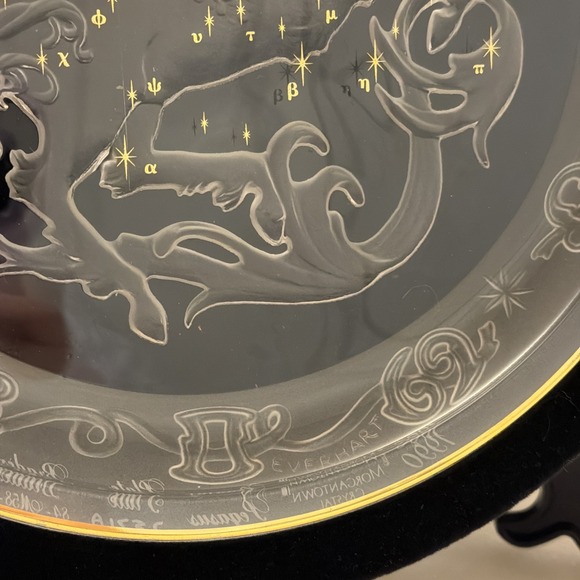 Vtg Morgantown Crystal Pegasus Plate - Celestial Astrology Mythology Star Decor - Picture 3 of 12
